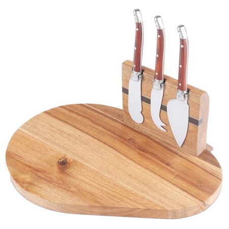 Final Touch Final Touch 10 in. L X 7.3 in. W X 0.5 in. Wood Cheese Board with Slicer CE40405